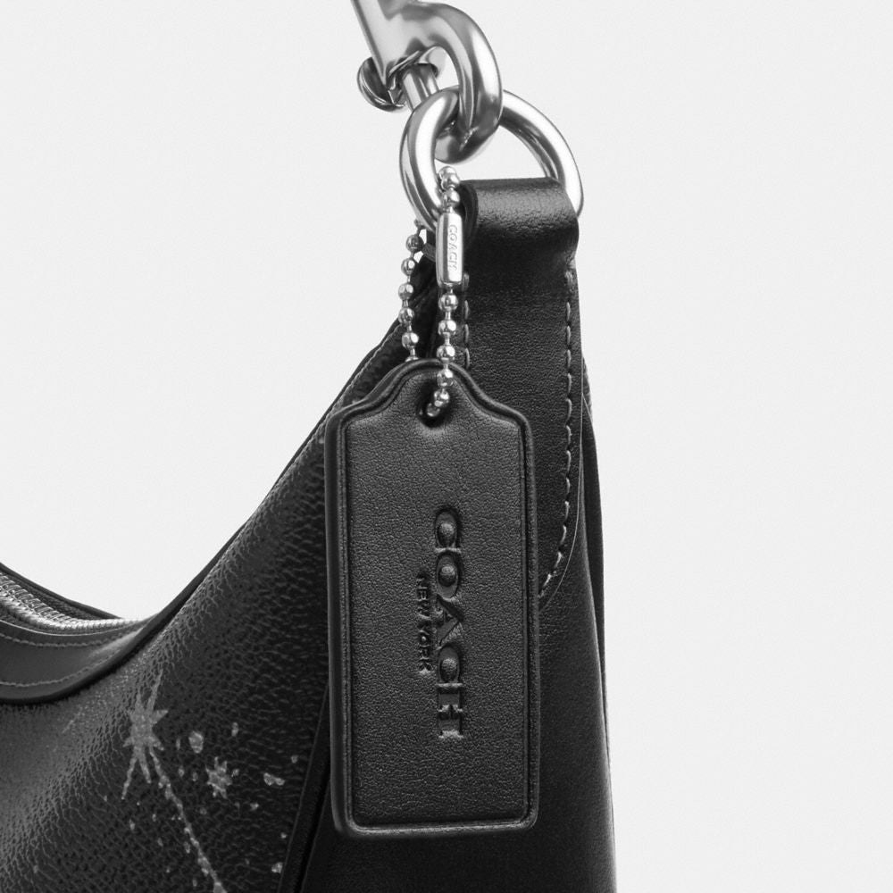 Coach Aria Shoulder Bag With Star Print Silver Black Multi
