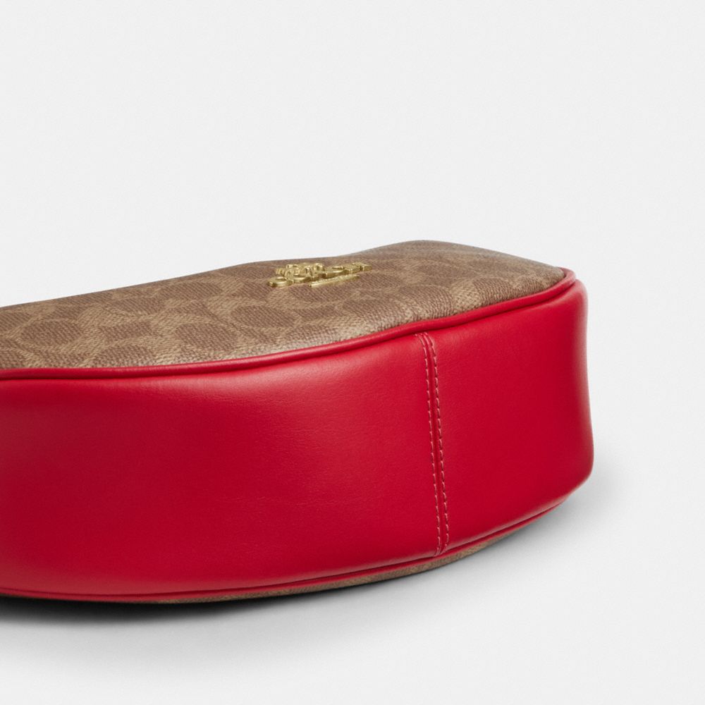 Coach Aria Shoulder Bag In Signature Canvas Gold Tan Carnation