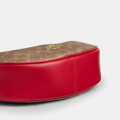 Coach Aria Shoulder Bag In Signature Canvas Gold Tan Carnation