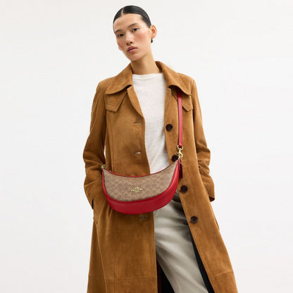 Coach Aria Shoulder Bag In Signature Canvas Gold Tan Carnation