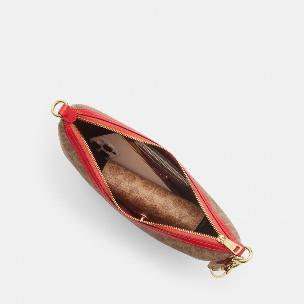 Coach Aria Shoulder Bag In Signature Canvas Gold Tan Carnation