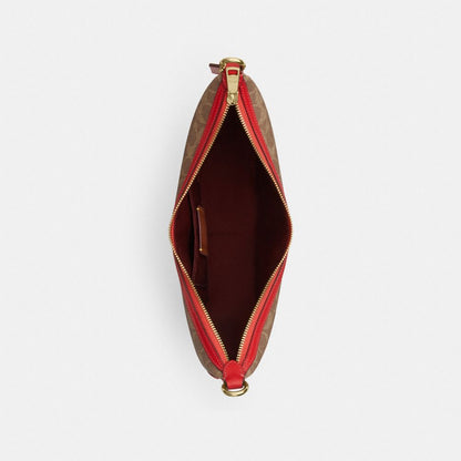 Coach Aria Shoulder Bag In Signature Canvas Gold Tan Carnation