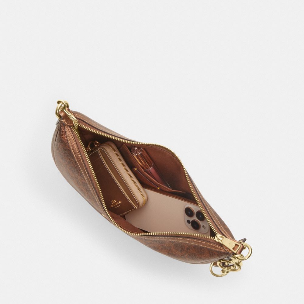 Coach Aria Shoulder Bag In Signature Canvas Gold Brown Copper