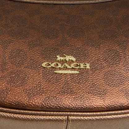 Coach Aria Shoulder Bag In Signature Canvas Gold Brown Copper