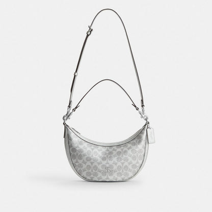 Coach Aria Shoulder Bag In Signature Canvas Sv Gray Silver