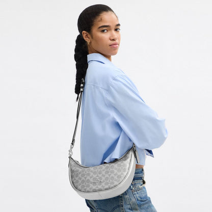 Coach Aria Shoulder Bag In Signature Canvas Sv Gray Silver