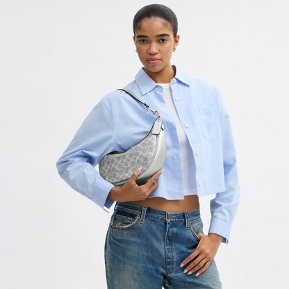 Coach Aria Shoulder Bag In Signature Canvas Sv Gray Silver