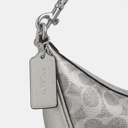 Coach Aria Shoulder Bag In Signature Canvas Sv Gray Silver