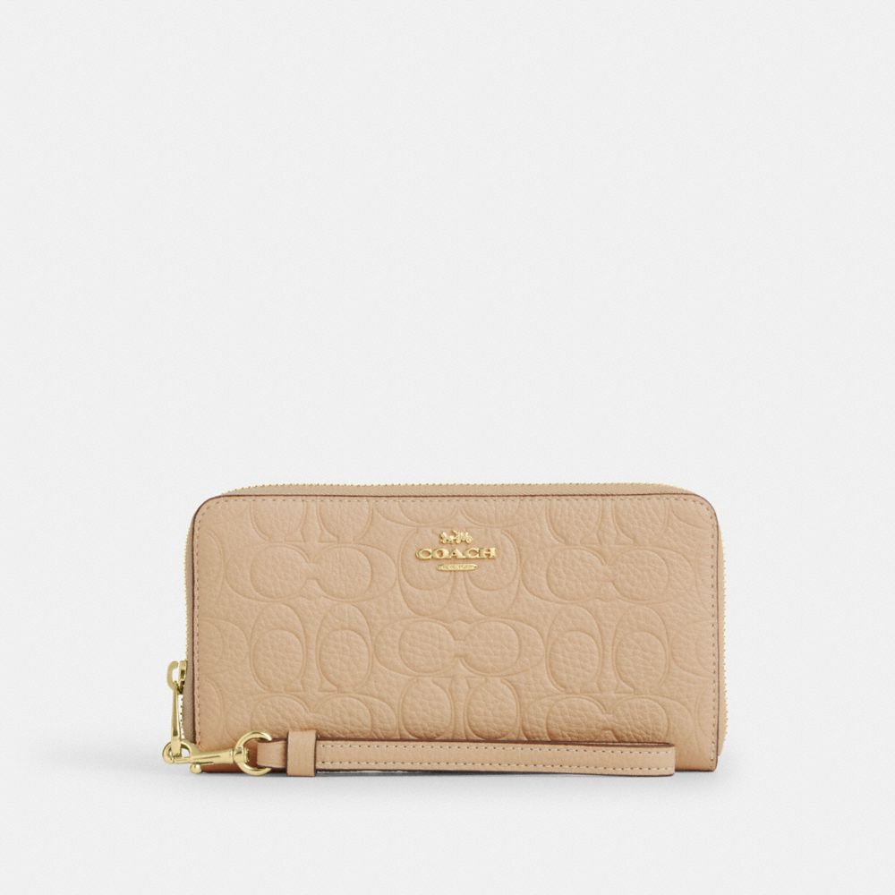 Coach Long Zip Around Wallet In Signature Leather Gold