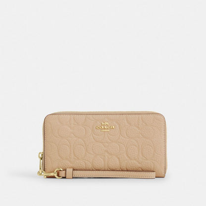 Coach Long Zip Around Wallet In Signature Leather Gold