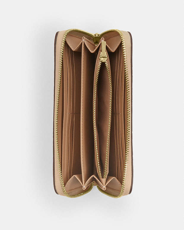 Long Zip Around Wallet In Signature Leather Pebbled Leather-Im-Oat Pebbled Leather-Im-Oat