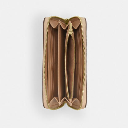 Coach Long Zip Around Wallet In Signature Leather Gold