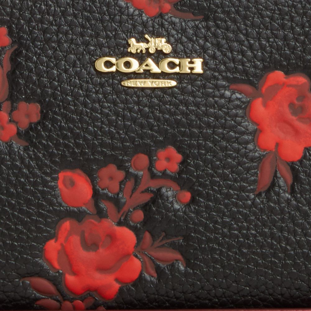 Coach Long Zip Around Wallet With Floral Print Im Black Red