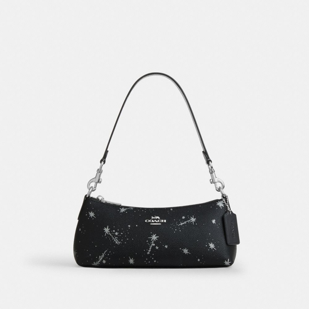Coach Charlotte Shoulder Bag With Star Print Silver Black Multi