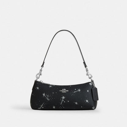 Coach Charlotte Shoulder Bag With Star Print Silver Black Multi