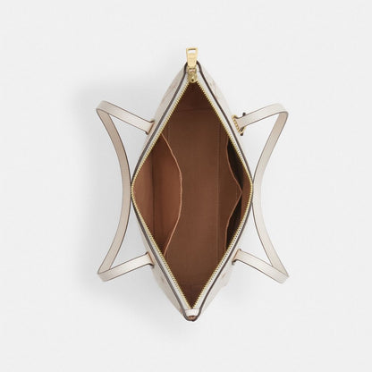 Coach Fiona Zip Tote Bag With Star Print Gold Chalk Multi