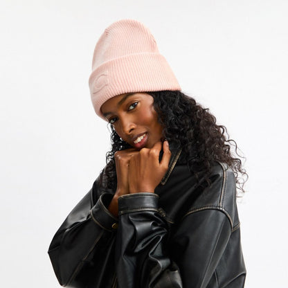 Coach Signature Embossed Knit Beanie Peach
