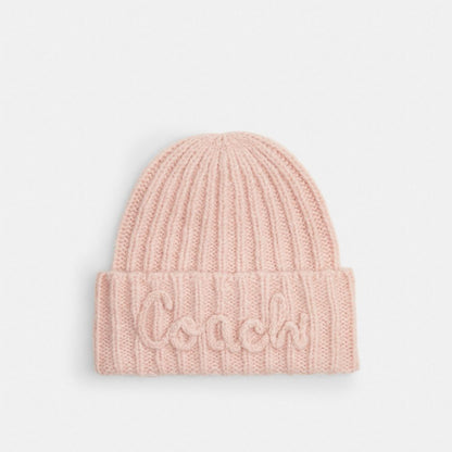 Coach Coach Script Knit Beanie Pink