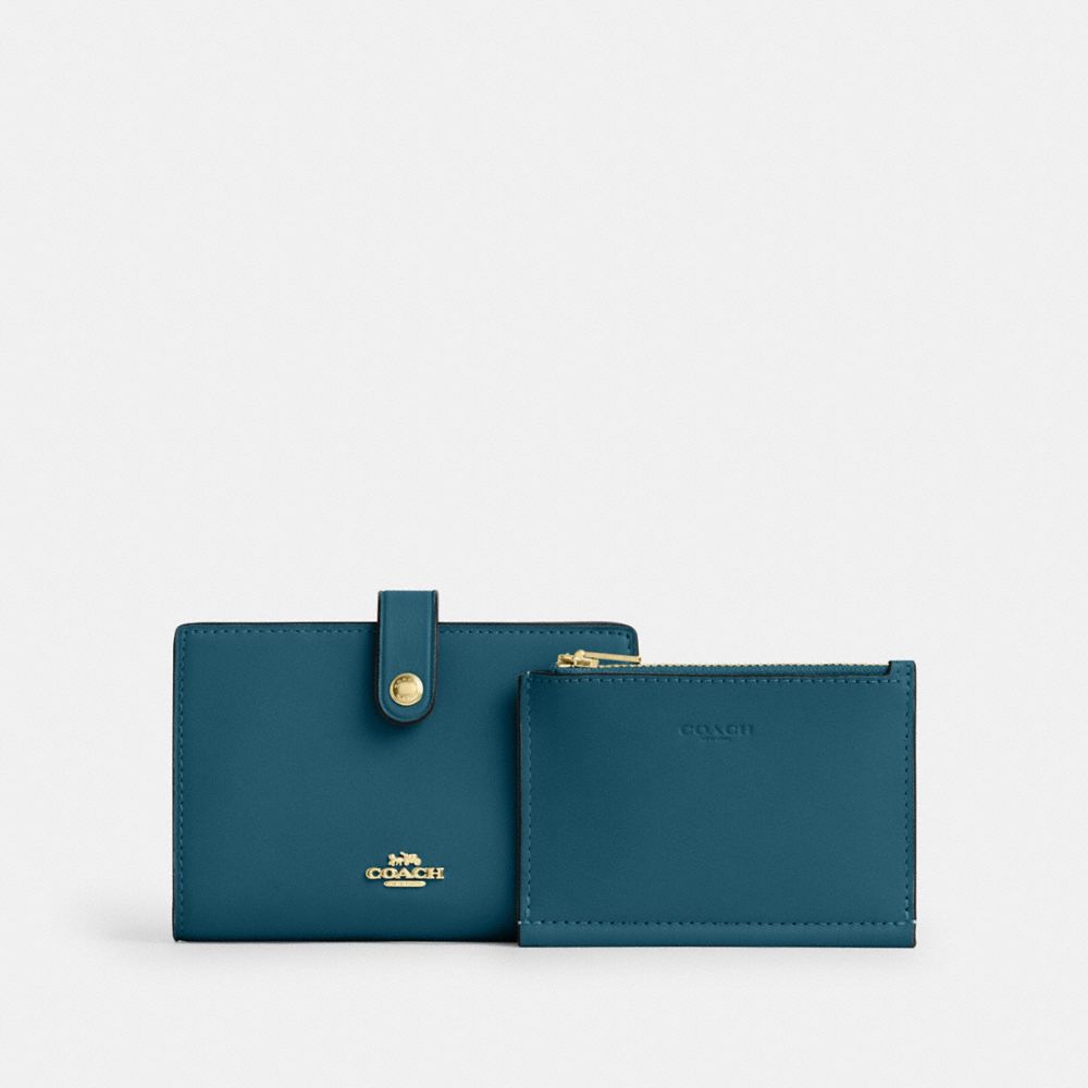 Coach 2 In 1 Wallet Gold Teal Ink
