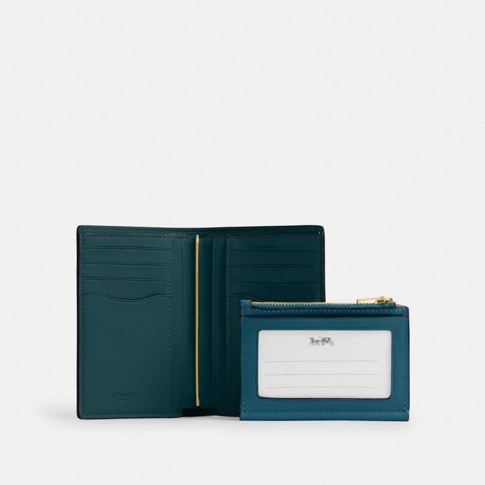 Coach 2 In 1 Wallet Gold Teal Ink