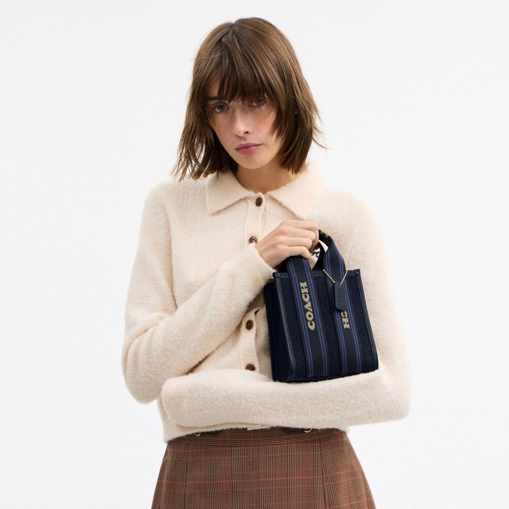 Coach Smith Mini Tote Bag In Regenerative Cotton Gold Dark Den Gold Multi