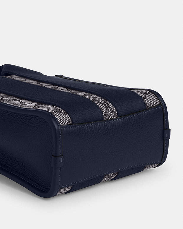 Smith Mini Tote Bag In Signature Jacquard Signature Jacquard-Gold-Navy-Midnight Navy Signature Jacquard-Gold-Navy-Midnight Navy