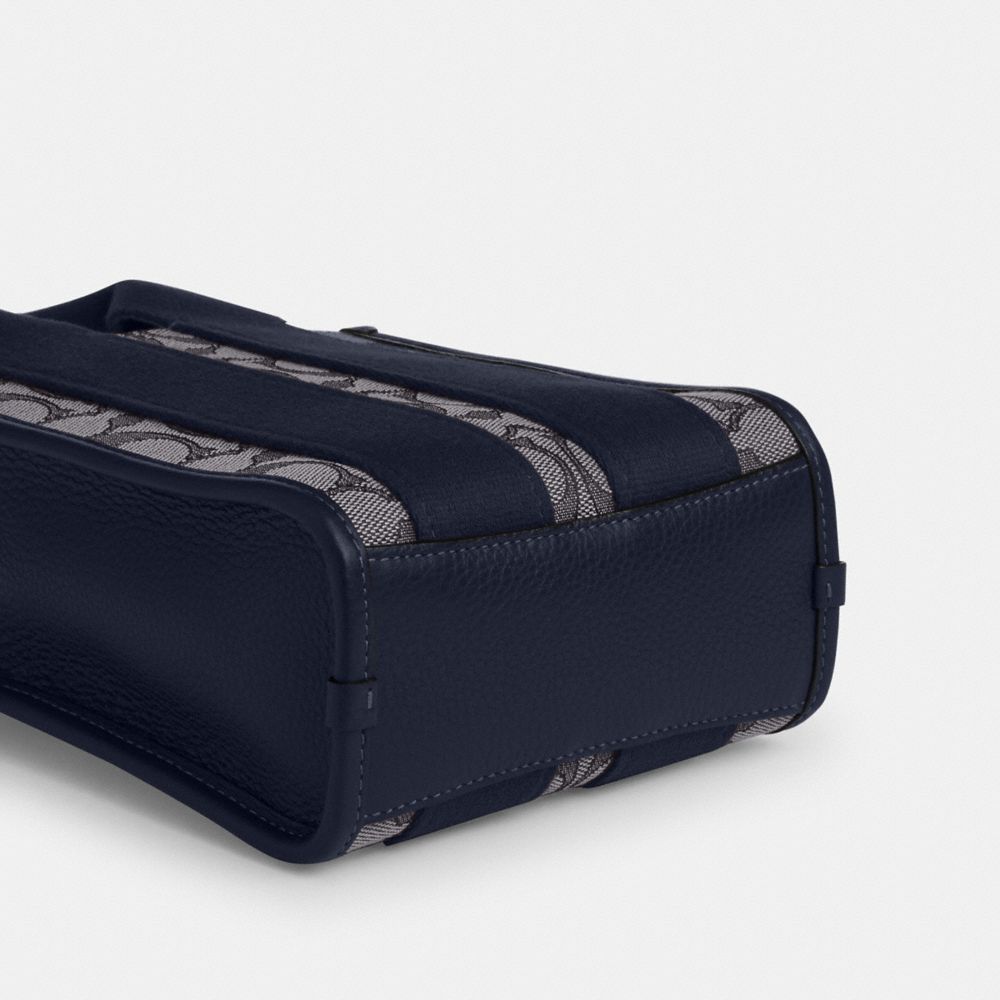 Coach Smith Mini Tote Bag In Signature Jacquard Gold Navy Midnight Navy