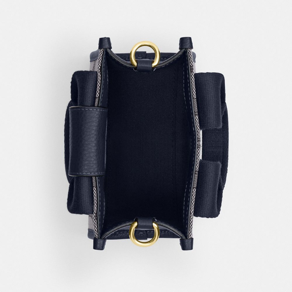 Coach Smith Mini Tote Bag In Signature Jacquard Gold Navy Midnight Navy