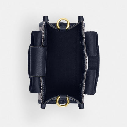 Coach Smith Mini Tote Bag In Signature Jacquard Gold Navy Midnight Navy