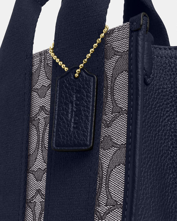 Smith Mini Tote Bag In Signature Jacquard Signature Jacquard-Gold-Navy-Midnight Navy Signature Jacquard-Gold-Navy-Midnight Navy