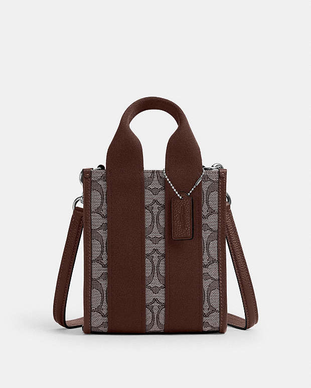 Smith Mini Tote Bag In Signature Jacquard Signature Jacquard-Silver-Oak-Maple Signature Jacquard-Silver-Oak-Maple