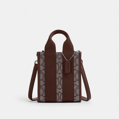 Coach Smith Mini Tote Bag In Signature Jacquard Silver Oak Maple
