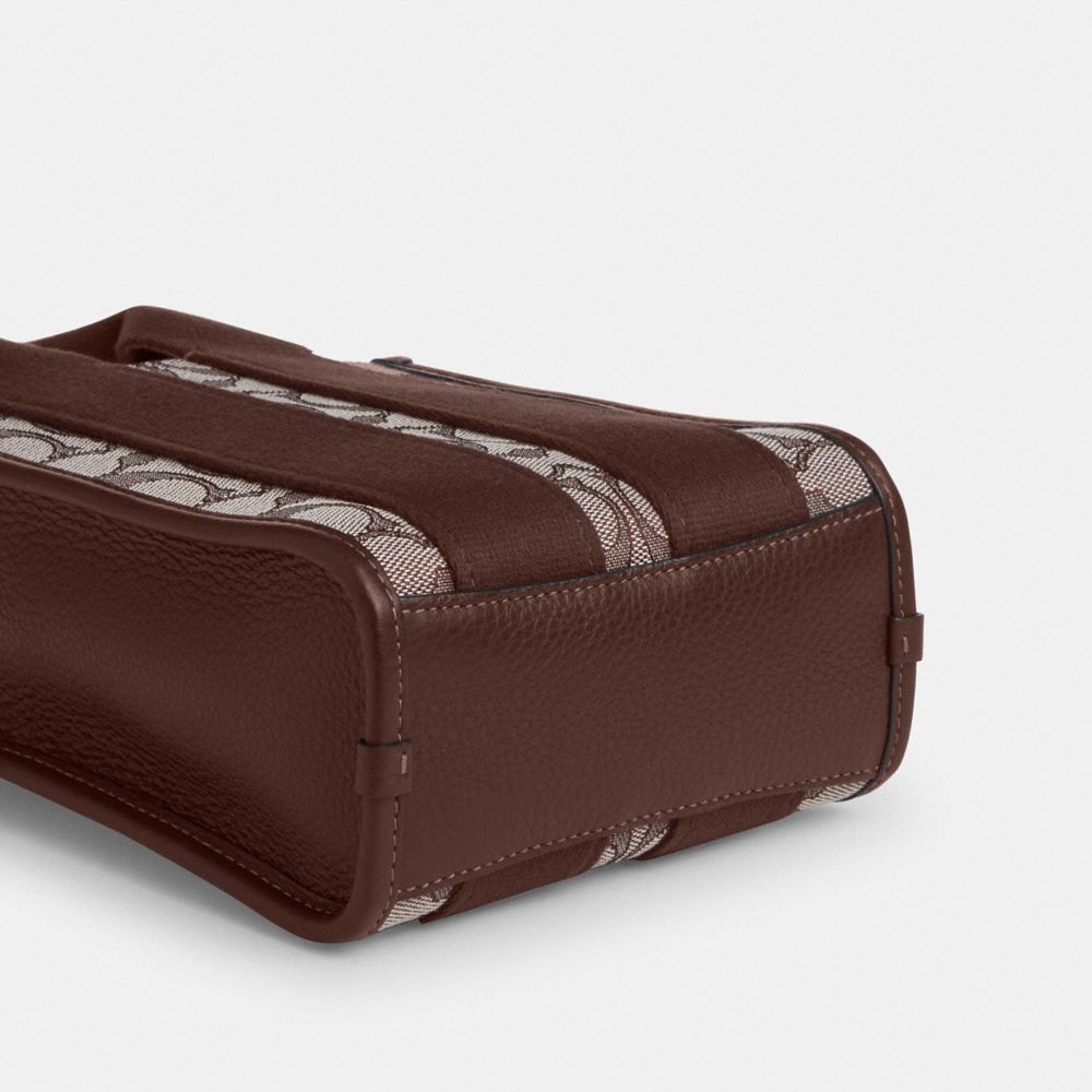 Coach Smith Mini Tote Bag In Signature Jacquard Silver Oak Maple