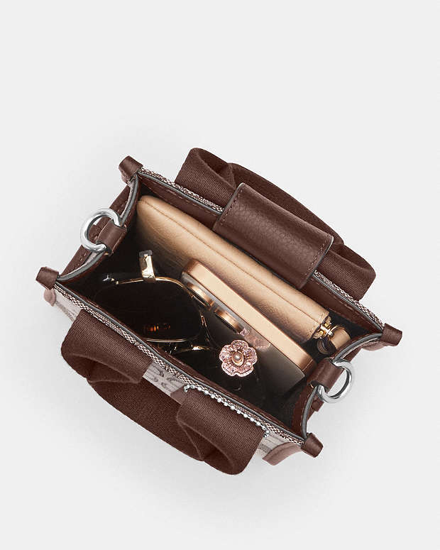 Smith Mini Tote Bag In Signature Jacquard Signature Jacquard-Silver-Oak-Maple Signature Jacquard-Silver-Oak-Maple