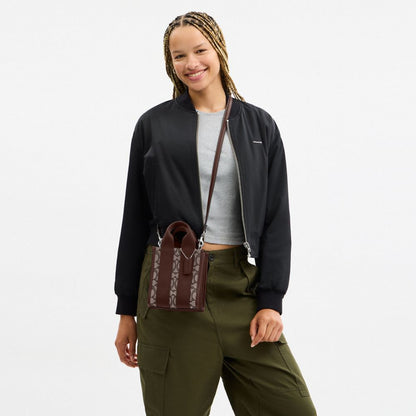 Coach Smith Mini Tote Bag In Signature Jacquard Silver Oak Maple