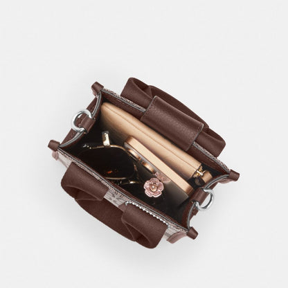 Coach Smith Mini Tote Bag In Signature Jacquard Silver Oak Maple