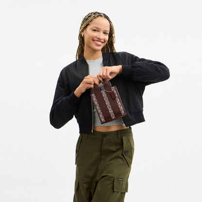 Coach Smith Mini Tote Bag In Signature Jacquard Silver Oak Maple