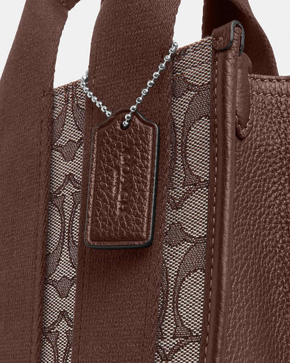 Smith Mini Tote Bag In Signature Jacquard Signature Jacquard-Silver-Oak-Maple Signature Jacquard-Silver-Oak-Maple