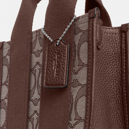 Coach Smith Mini Tote Bag In Signature Jacquard Silver Oak Maple