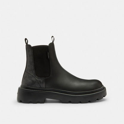 Coach Chelsea Boot With Signature Canvas Charcoal Black