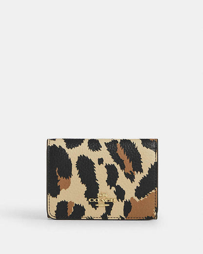 Card Holder Wallet With Leopard Print And Signature Canvas Pebbled Leather-Im-Walnut-Leopard Multi Pebbled Leather-Im-Walnut-Leopard Multi