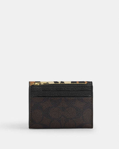 Card Holder Wallet With Leopard Print And Signature Canvas Pebbled Leather-Im-Walnut-Leopard Multi Pebbled Leather-Im-Walnut-Leopard Multi