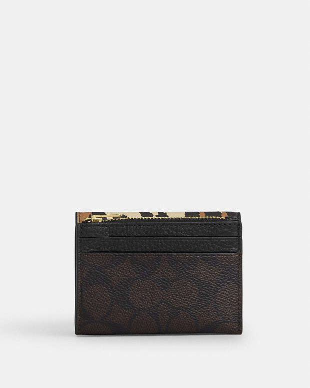 Card Holder Wallet With Leopard Print And Signature Canvas Pebbled Leather-Im-Walnut-Leopard Multi Pebbled Leather-Im-Walnut-Leopard Multi