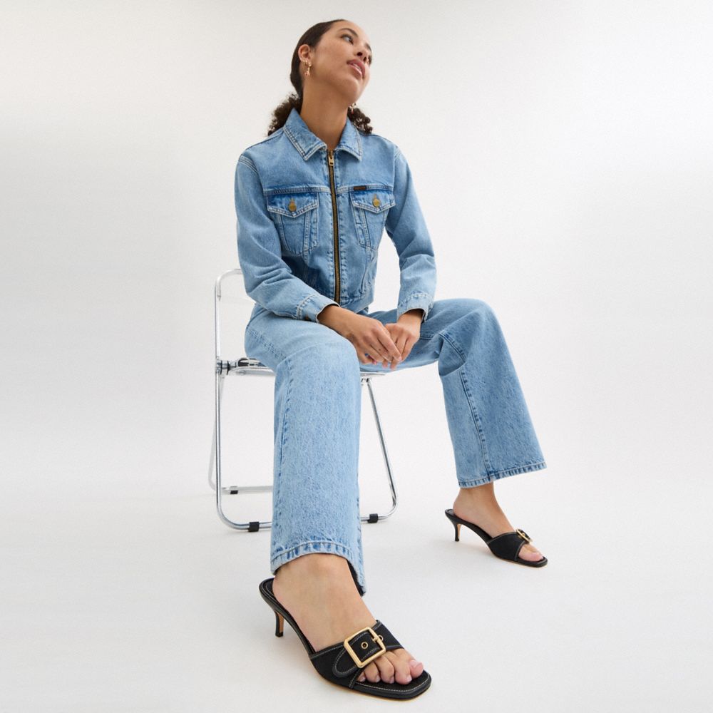 Women's Coach Margot Sandal In Signature Jacquard Black