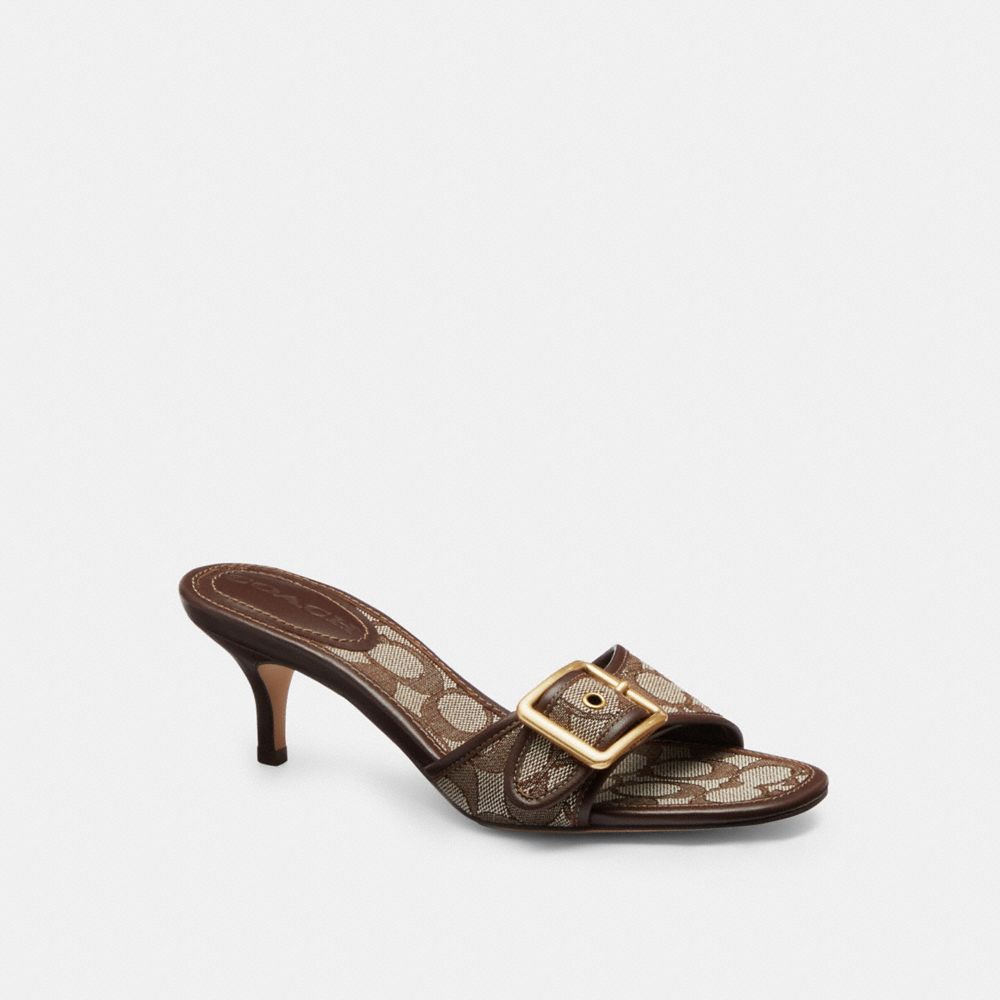 Women's Coach Margot Sandal In Signature Jacquard Oak Maple