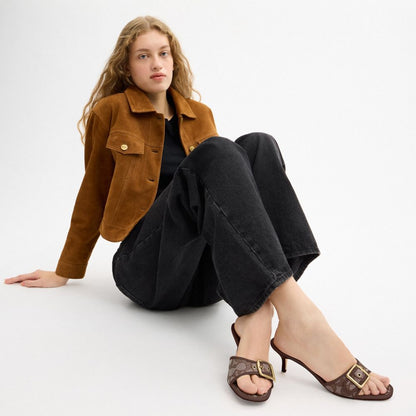 Women's Coach Margot Sandal In Signature Jacquard Oak Maple