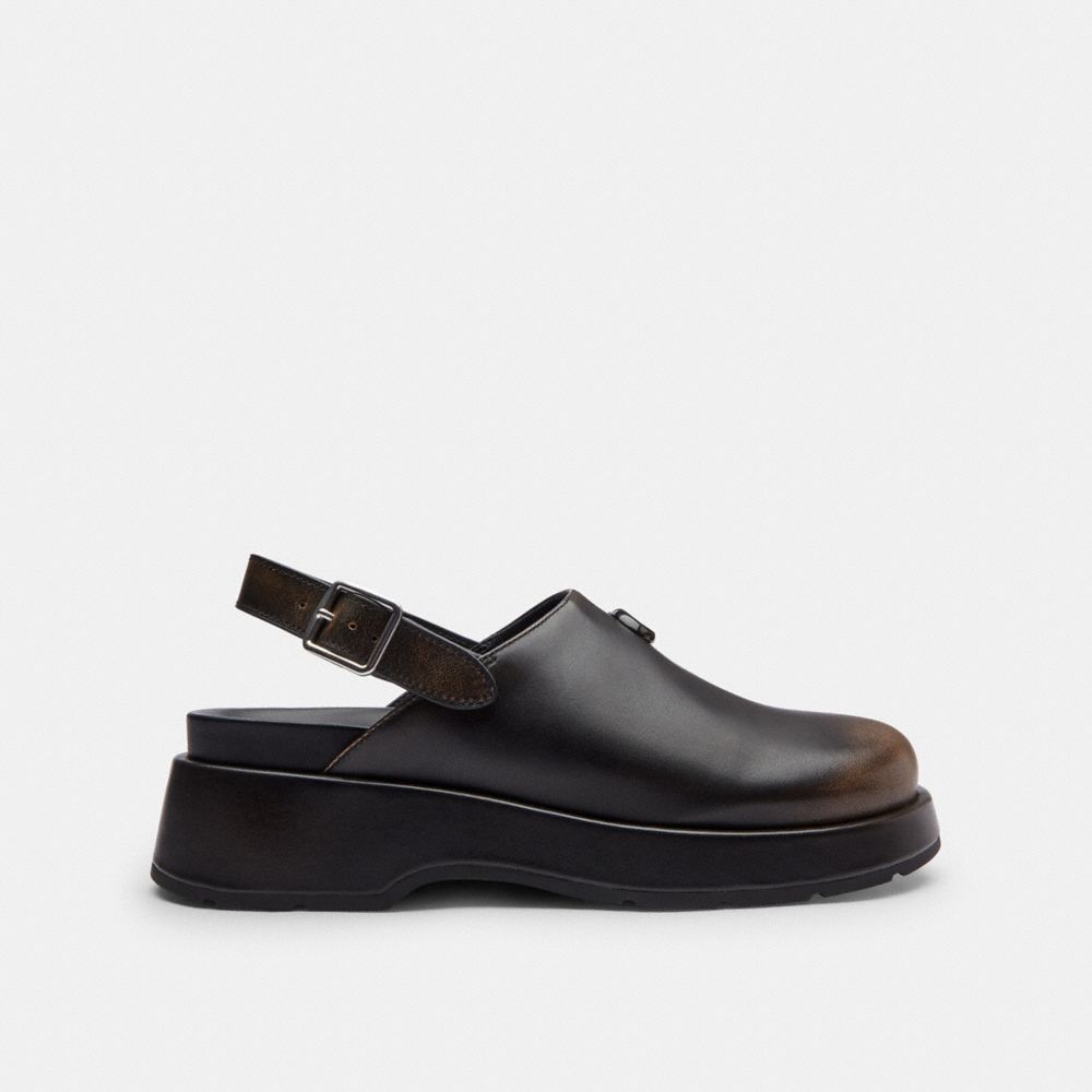 Women's Coach Sculpted C Platform Clog In Loved Leather Black