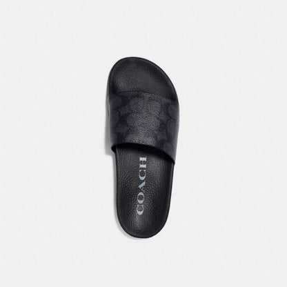 Women's Coach Udele Sport Slide In Signature Canvas Charcoal Black