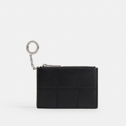 Coach Zip Card Case With Key Ring In Upcrafted Leather Black