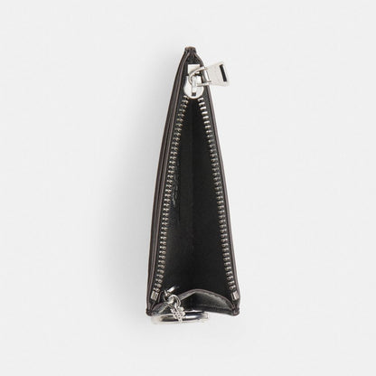 Coach Zip Card Case With Key Ring In Upcrafted Leather Black